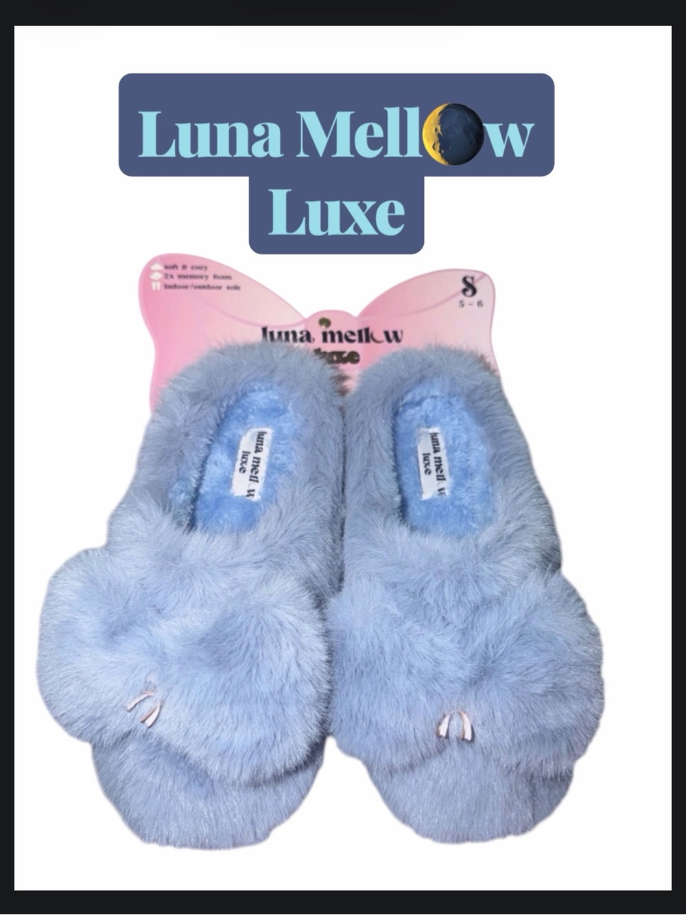 *new* Luna Mellow Luxe Slippers Cozy Cute Comfy Plush Faux Fur Size S (5-6)